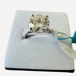 Sterling Silver Moissanite Twisted Band Engagement Ring 2CT VVS‎ D Size 6 NWT